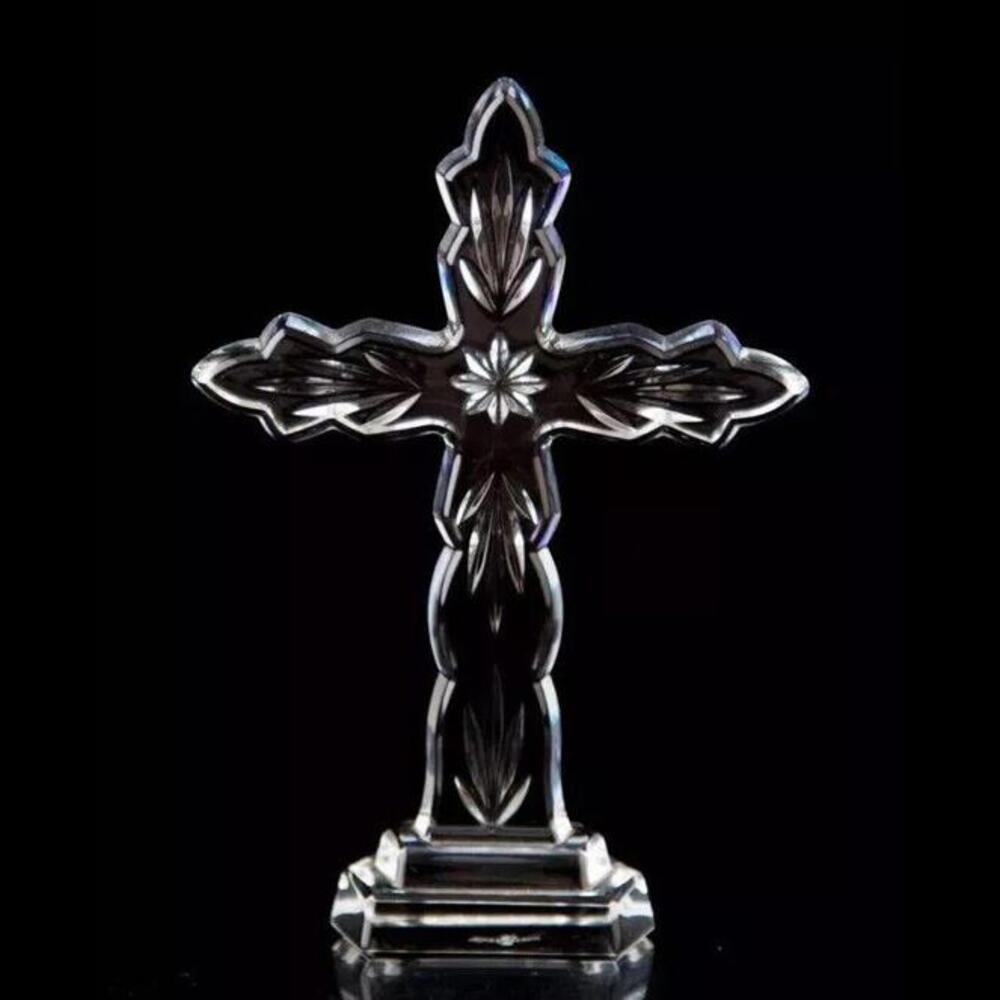 🔮✝️Waterford Religious Cross Scalloped Edges Crystal NWOT 5 1/2” Tall